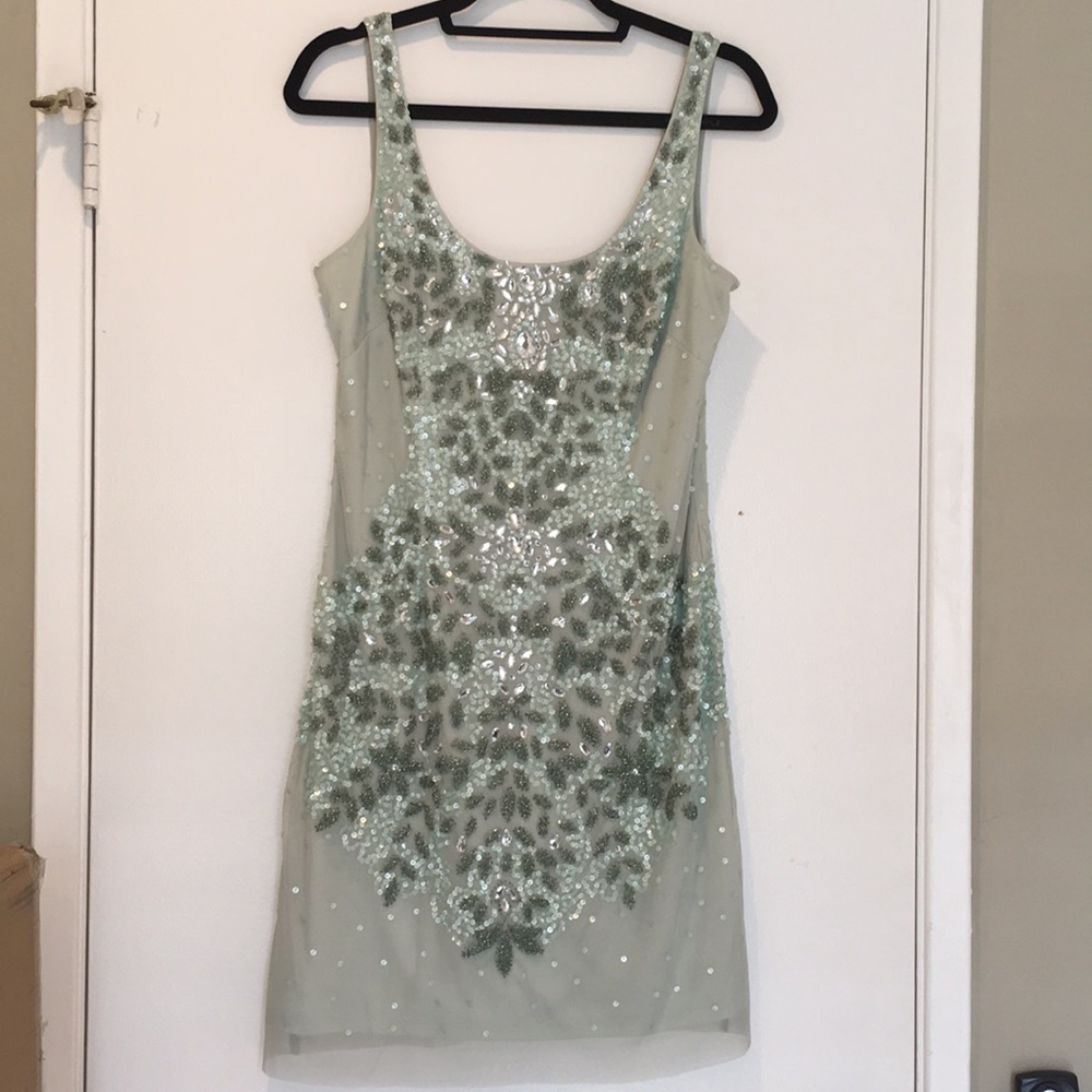 Green beaded dress